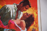 Gone With The Wind poster detail: man, woman on horseback against fiery backdrop.