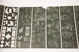 Early 1900s school chart detail featuring botanical art, historical portraits, and music notes.
