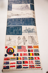 Early 1900s school chart section displaying a color wheel and rows of national flags.