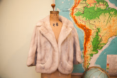Vintage 50s Cropped Mink Fur Coat // Philip Reiner Furs New York // Size M // Ivory Striped // ONH Item 1553