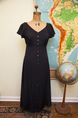 Vintage Betsey Johnson Black Button Dress // ONH Item 1561