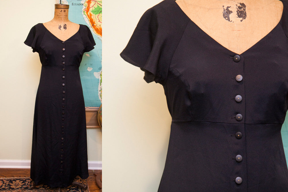 Vintage Betsey Johnson Black Button Dress