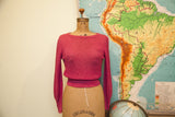Vintage Cashin Country raspberry pink knit wool boat neck sweater