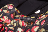 Black Betsey Johnson New York label on vintage dress with cherry print.