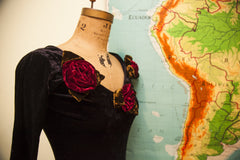 Vintage Betsey Johnson Black Velvet Dress Roses // ONH Item 1571 Image 6