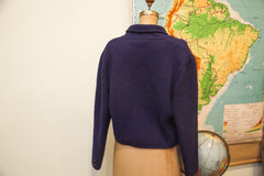 Vintage Navy Blue Slouchy Sweater Jacket // ONH Item 1572 Image 4