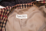 Giorgio Armani label with beige lining and houndstooth pattern of the blazer collar.