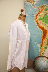 Vintage Geoffrey Beene Sport shirt, white bib front with dark buttons.