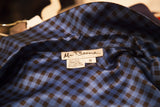 Mr. Beene label inside vintage blue and black checker silk blouse.