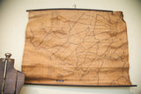 Vintage 1930s Orange County New York map, tan with dark lines, aged creases, and water damage.