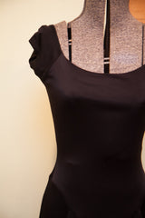 Vintage Betsey Johnson black dress with ballerina-style cap sleeve and scoop neckline.