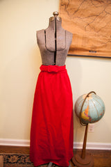 Vintage Nelly De Grab red velvet maxi skirt with original matching belt.