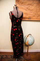 Vintage Floral Black Tight Dress // ONH Item 1603 Image 3