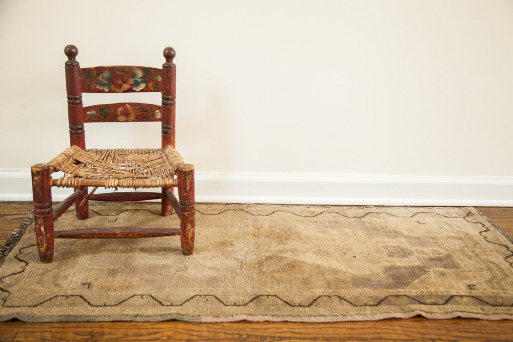 2x4 Faded With Outline Vintage Turkish Rug Runner // ONH Item 1621 Image 1