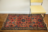 Lilihan Sarouk Persian rug with red field, allover floral pattern, worn fringes, 2'6