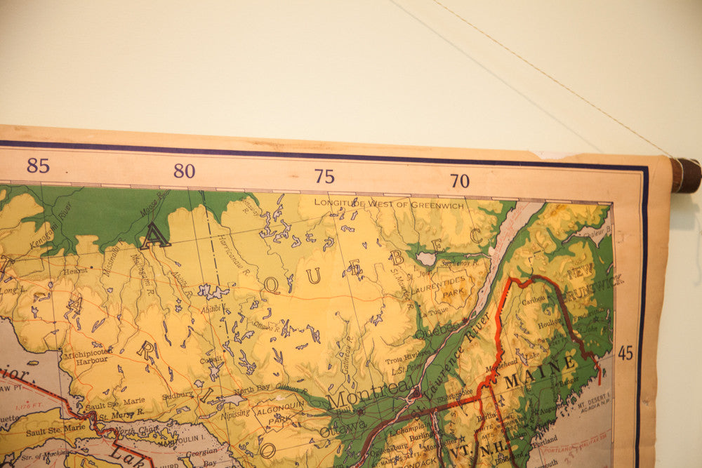 Vintage United States Pull Down Map // ONH Item 1630 Image 1