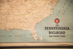 Vintage Pennsylvania Railroad Pull Down Map // ONH Item 1631 Image 1