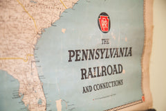 Vintage Pennsylvania Railroad Pull Down Map // ONH Item 1631 Image 8