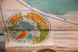 Denoyer Geppert World map detail: North Polar Regions, Arctic Ocean with vibrant landmasses.