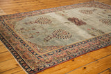 Antique Laver Kerman rug, subtle blue-grey green field, whimsical motifs, late 19th century, 4'7