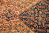 Antique Persian Senneh rug detail, herati pattern, low pile, aged rust and indigo.