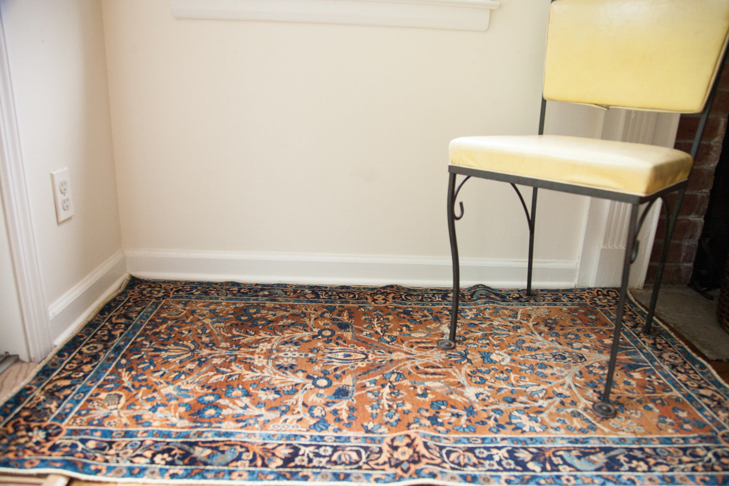 3x5 Vintage Yezd Rug Gold Brown And Blue // ONH Item 1722 Image 1