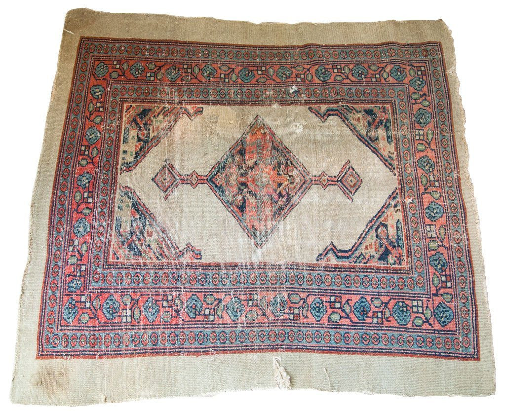 3x3.5 Distressed Antique Persian Square Rug // ONH Item 1731