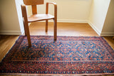 Vintage Malayer Persian runner, rich indigo blue, allover Herati design, 3'3