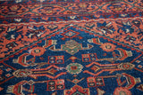 Vintage Malayer runner's finely woven Herati pattern in rich indigo and gem-like tones.