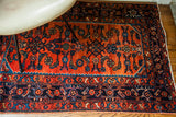 Vintage Engelas rug, vibrant madder red field and classic Herati pattern.