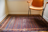 Tattered allover Caucasian rug with blue and red boteh pattern, 3'3