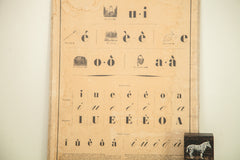 Antique French Alphabet School Chart // ONH Item 1754 Image 1