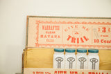 Open 19th century Cuban cigar box showing 'Give Me A Trial' red graphics and white spice jars.