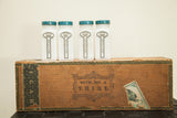 Antique Cuban cigar box front, 'Give Me a Trial' graphic, aged wood patina, green border, torn label.