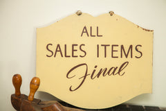 Vintage 1940s Store Sign All Sales Final // ONH Item 1758 Image 1
