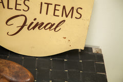 Vintage 1940s Store Sign All Sales Final // ONH Item 1758 Image 4