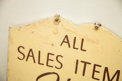 Vintage 1940s Store Sign All Sales Final // ONH Item 1758 Image 5