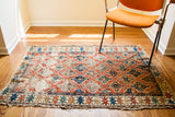 3x5 Colorful Worn Antique Kuba Rug // ONH Item 1763