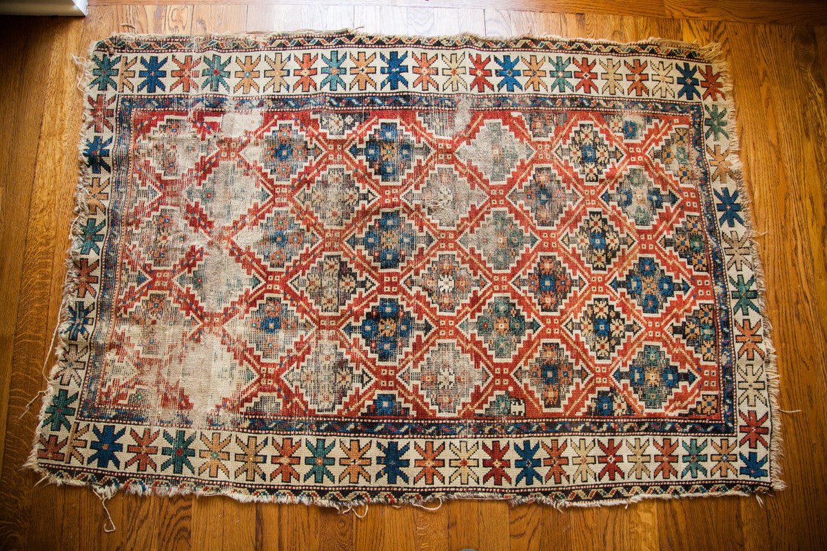 3x5 Colorful Worn Antique Kuba Rug // ONH Item 1763 Image 1