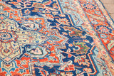 Vintage Persian Heriz rug with an unusual blue field and bright mint green motifs.