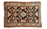 Vintage Lilihan rug, faded indigo field, allover Veramin floral pattern, 2'7