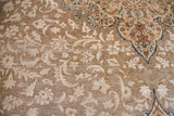 Distressed pile of the vintage 1920s Tabriz rug, revealing unusual covered floral design.