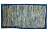 Collector antique Chinese Peking rug, unusual striated indigo running water motif, 3'2