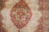 Very fine weave of a late 19th-century silk Tabriz rug's central medallion.