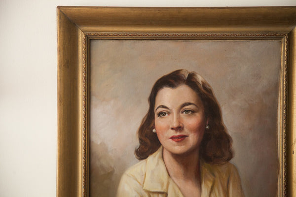 Large Portrait of a Woman oil painting circa 1950 // ONH Item 1785 Image 1