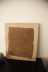 Reverse of Aucello still life, antique canvas board with roughed lower edge.