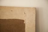 Aucello unfinished painting's antique canvas corner, showing aged texture and marks.