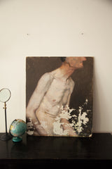 Salvatore Aucello 1930s unfinished nude man painting, showing paint chipping.