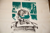 Detailed view of the poster's graphic art showing a man with a green visor at his typewriter.