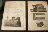 Pair of 18th century antique Porism geometric and mechanical engineering engravings.